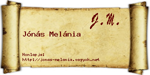 Jónás Melánia névjegykártya